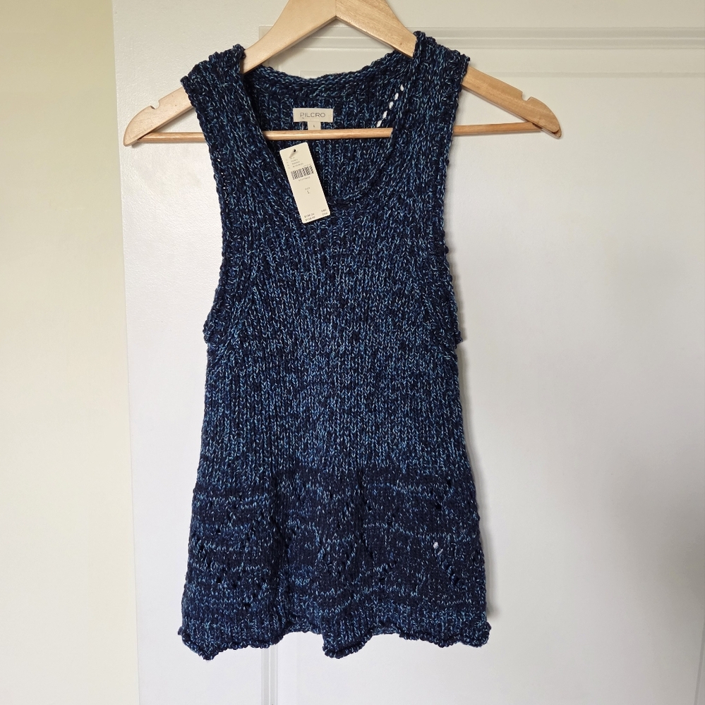 Anthropologie Textured Navy Tank Top - Picture 3 of 8